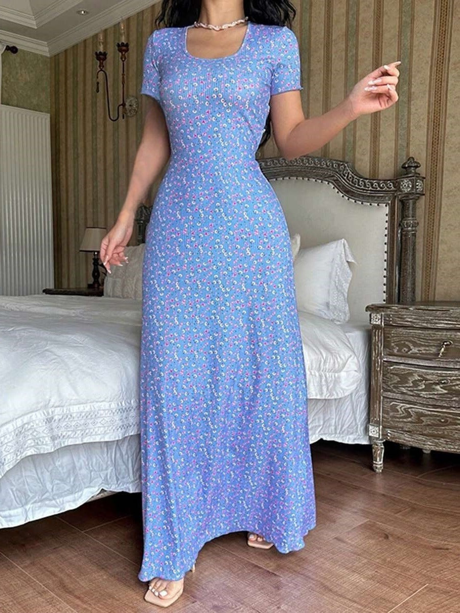 Women's apparel: hot-selling styles for cross-border e-commerce on , tiktok shop, and  - new fashionable printed u-neck back-tie dresses for summer