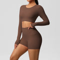 fashionpure color double-sided nylon brushed with chest pad yoga suit sports running fitness two-piece set for women