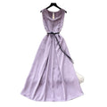 Qianjin wind sleeveless casualcasualdress women's summer high waist a-line skirt waist slimming lookwork clothingelegantclassy sense