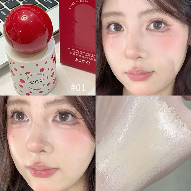 JOCO fleece makeup new face soft yarn foundation, clear concealer, waterproof and sweat-proof, not easy to take off makeup, student party affordable foundation