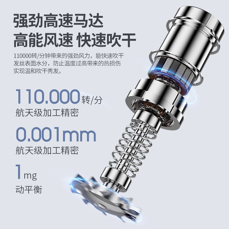 Customizable hair dryer - home use, negative ion hair care, silent & quick drying, salon-grade, bladeless, high-power blow dryer