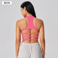Sexy cut out beautiful back sports intimates women's semi-fixed breast pad nude shaping fitness yoga vest d25084