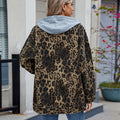 European and american cross-border women's spring new arrivals:  &  washed, versatile, loose-fit leopard print denim jacket/top