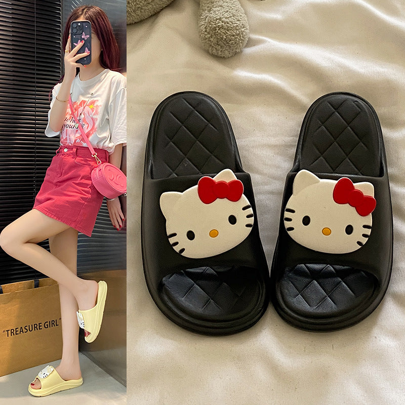 Cute hello kitty slippers for women, eva material, non-slip, odor-resistant, outdoor wearable, home use, new summer style, lightweight, high-value design for students