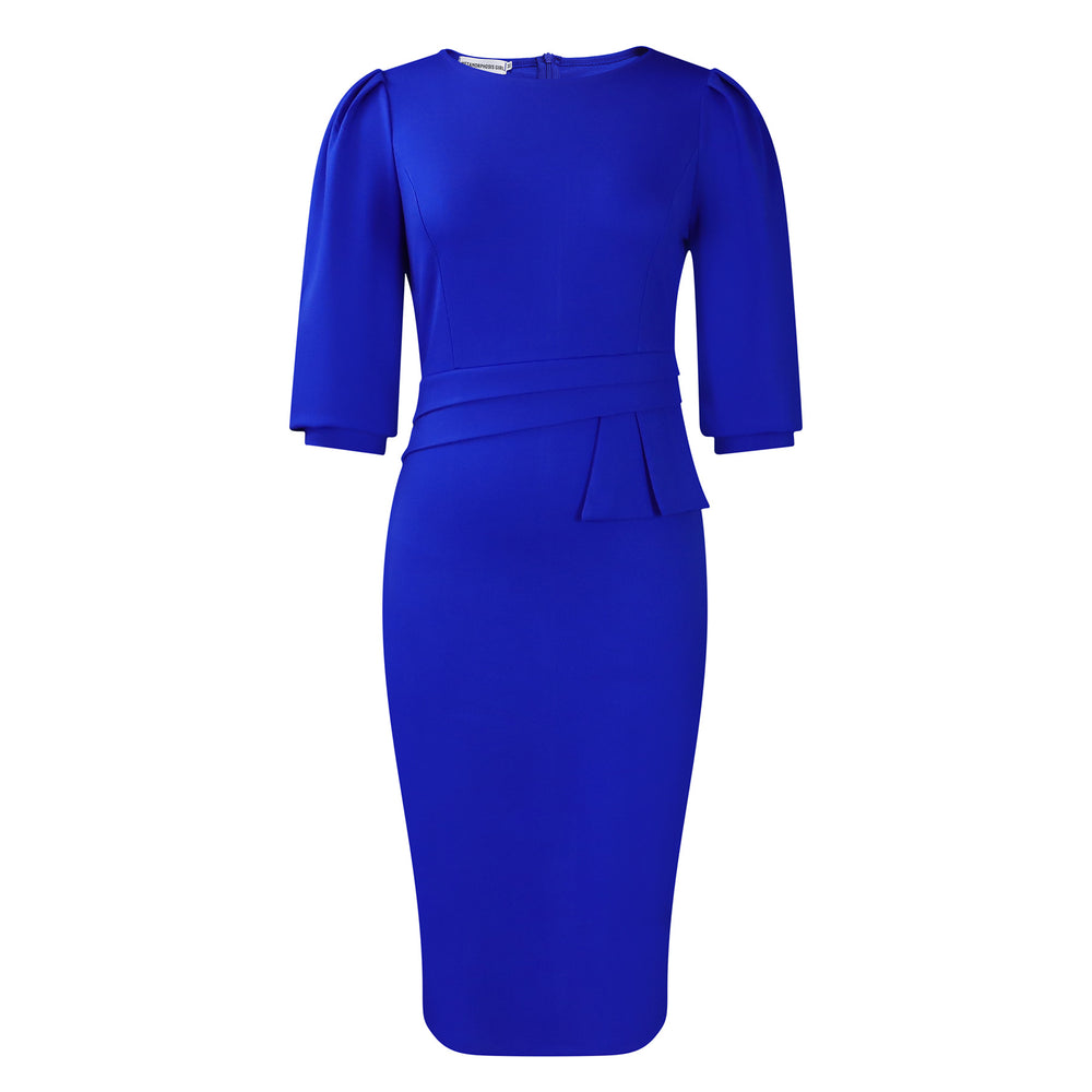 D505 cross-border women's summer  new arrival: round neck pleated elegant fashion ol bodycon pencil skirt european and american style dress