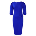 D505 cross-border women's summer  new arrival: round neck pleated elegant fashion ol bodycon pencil skirt european and american style dress