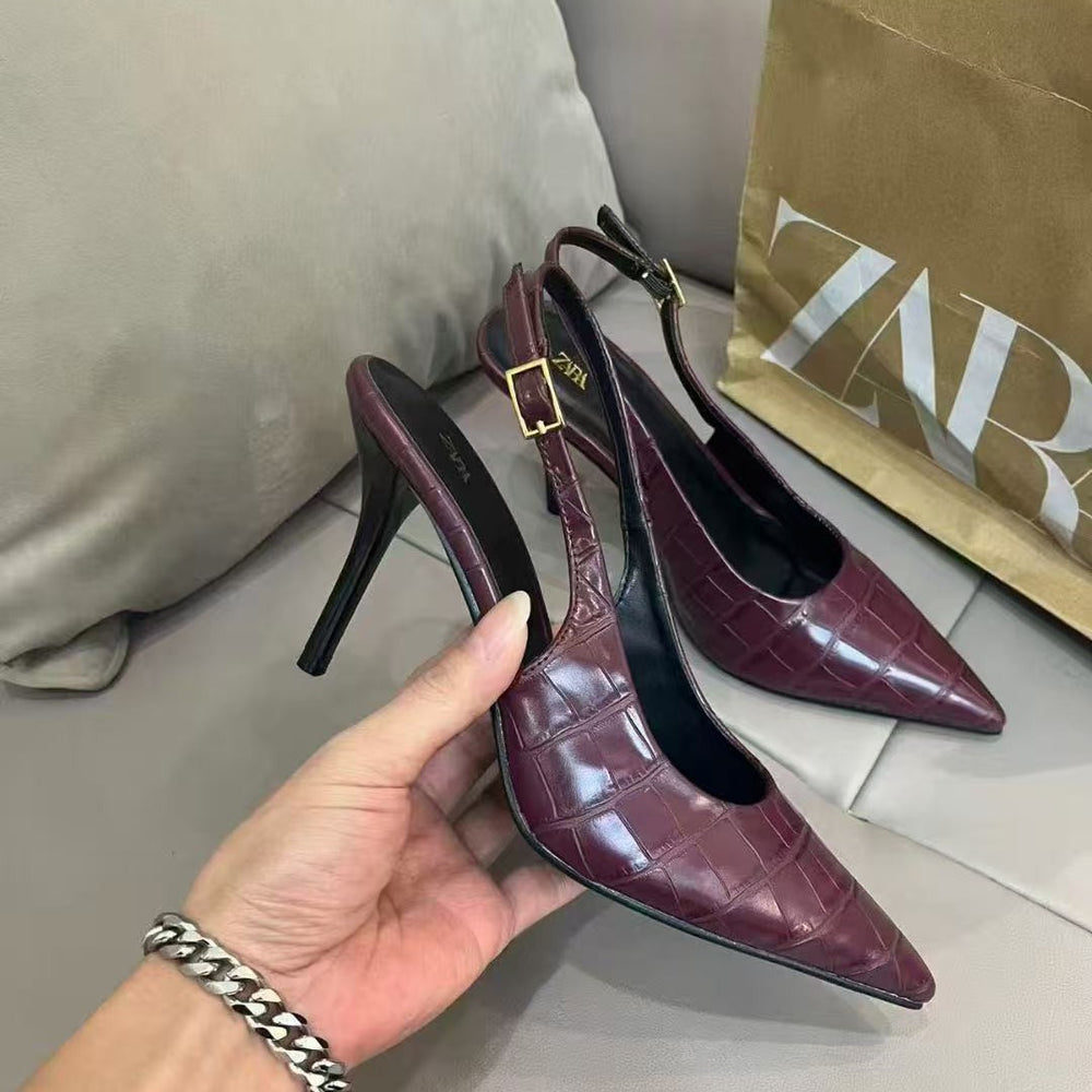 Za2026new arrival pointed toe stiletto pumps high heels back empty back strap fashion sandals accessible luxuryfashion high heels