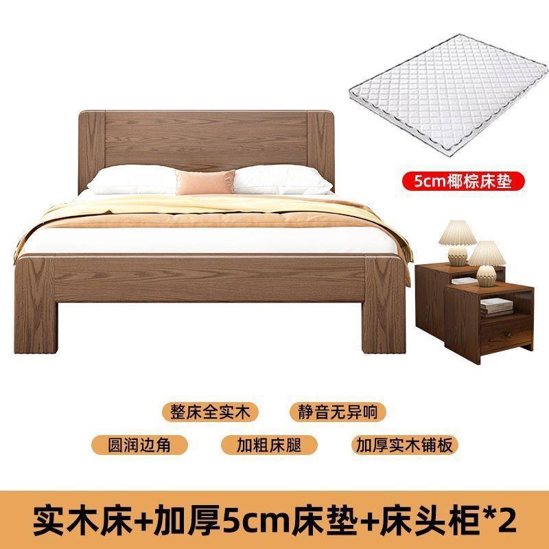 Double bed 1.8x 2m bed single bed 1.5mfor home solid wood bed 1.2m rental house bed log style low box