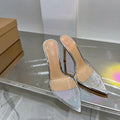 Yx transparent high heel sandals women's 2026 summer new fashion stiletto pointed toe sexy open toe thong sandals for outdoor wear