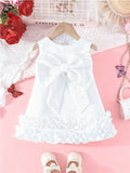 new arrival: sweet girls' big bow beaded cake vest dress