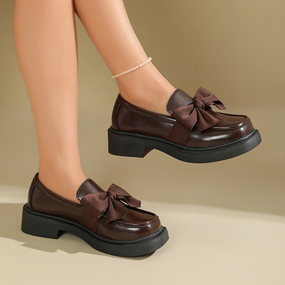 plus size low heel bowsautumnew arrivaleasiest for match loafers british wholesale women's flatsfrench style