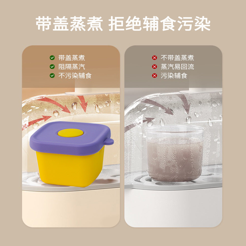 Food-grade silicone baby food storage container, fresh-keeping, freezer-safe, steamer-compatible, portable, airtight, silicone baby food bowl