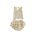 K-style vest sleeveless baby lotus leaf style tops baby princess two-piece set thin summer bag butt suit trendy