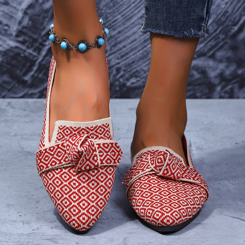Exportplus size lightweight pointed toe bean women's shoes spring & fallnew arrivalbows comfortable easiest for match suitable non-slip women's flats
