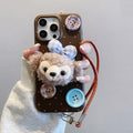 Leather pattern suitable for apple 16pro plush duffy bear mobile phone case iphone13/11 anti-fall soft case protective cover