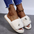 butterfly fur slippers for women, autumn and winter, k-style, new style, home and outdoor wear, one-line slippers, plush women's shoes, dropshipping
