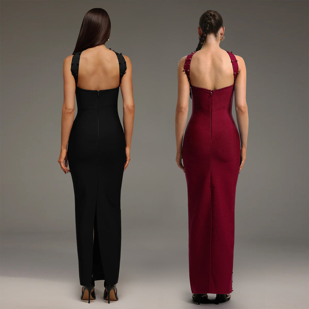 C7625 cross-border   fashion women's elegant rhinestone bodycon bandeau dress