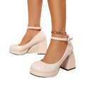 Thick heel 9cmplus sizemary jane high heels lolita high heels small leather shoes petitesflatsinner heightening sweet and cool