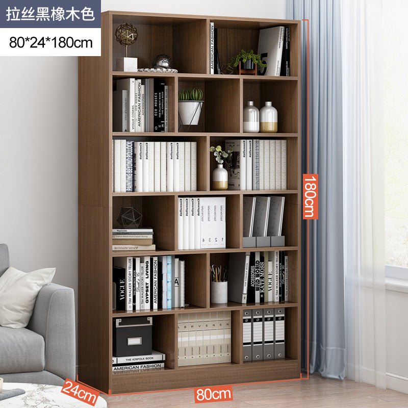 Simple bookshelf floor-to-ceiling against the wall, living room shelf layered storage rack, storage cabinet integrated, simple household bookcase