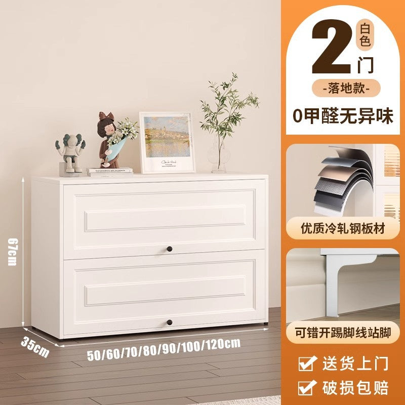 Steel flap door cabinet Household large-capacity dust-proof locker Simple five-bucket display cabinet Cream wind study storage cabinet