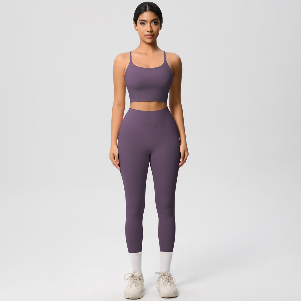New cloud-feel tank top sports bra yoga set - quick-dry, compression fit, running & casual fitness two-piece outfit