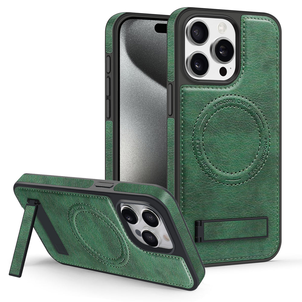 Leather stand foreign trade model compatible with iphone 16 phone case apple 17 pro max crystal shield magnetic protective cover 14