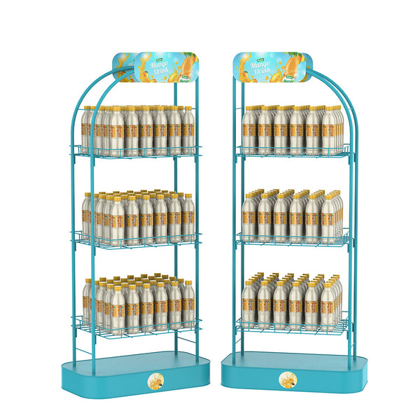 Factory Custom Soda Display Stand Wire Mesh Display Stand Retail Store Multi-layer Beverage Organizer Beverage Rack