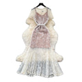 French romantic white lace camisole dress - women's summer high-waisted, slimming, elegant long dress