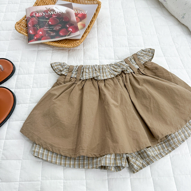 girl skirt girl fashionable skirt k-style western style layered skirt plaid cake pleated short skirt
