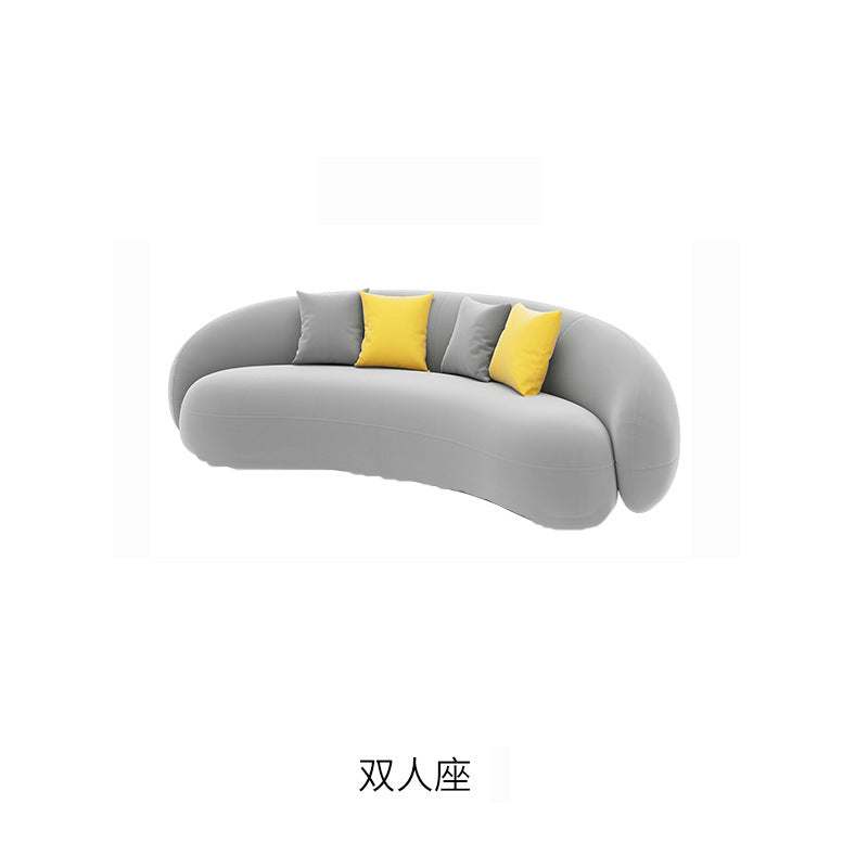 Beauty salon sofa, warm teddy velvet fabric, b&b, small apartment, creative arc-shaped clothing store, popular sofa