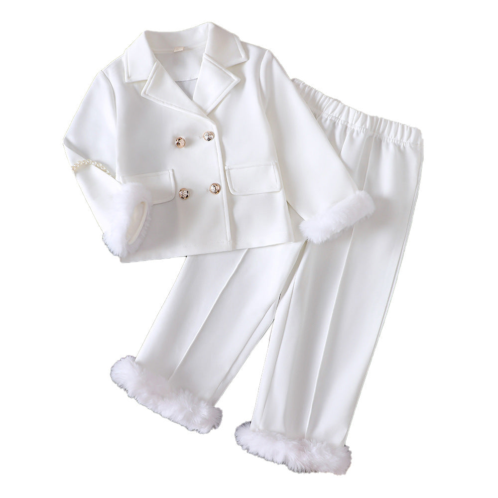 export children's clothing, new products for children, girls, spring, fall and winter, lapel outwearpantssuit