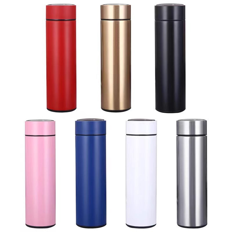 Smart temperature display stainless steel insulated tumbler - vacuum 304 business straight cup - temperature display water bottle - men's tea and water separation cup