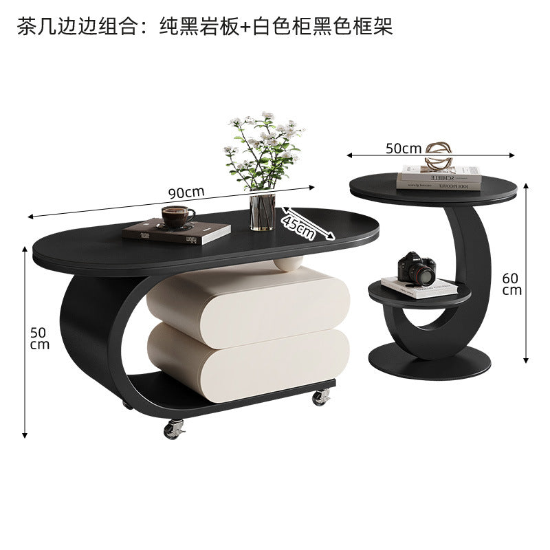 Modern minimalist sintered stone removable coffee table set - italian-inspired light luxury artistic coffee table for small living rooms