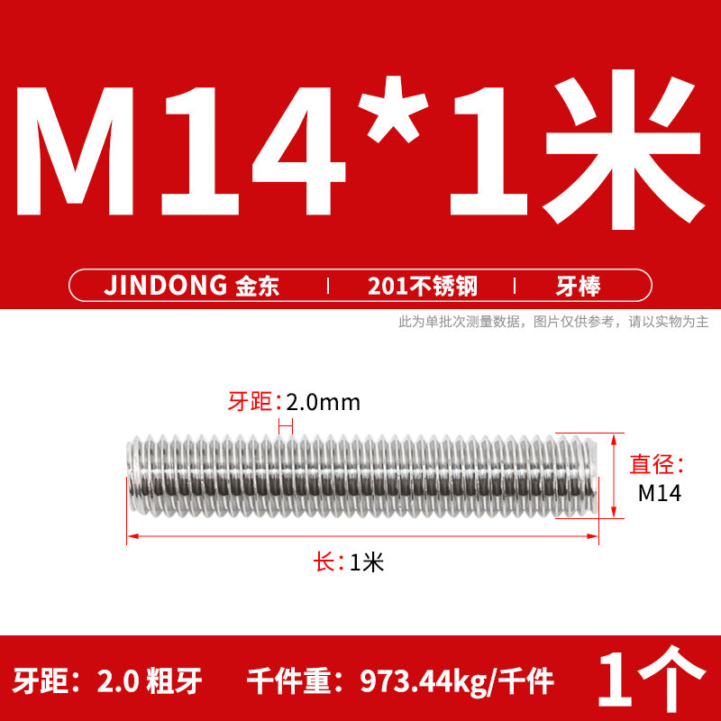 304/316/201/stainless steel 1 meter tooth strip screw full thread through screw stud M3M4M5M6M8M10