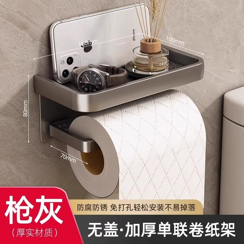 Bathroom tissue box roll paper holder bathroom tissue paper storage rack punch-free toilet paper box wall-mounted tissue holder collection