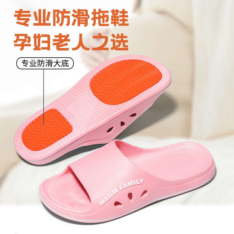 New women's anti-slip slippers for home, summer couple's wear-resistant thick-soled slippers for seniors, home bathroom bath slippers for men
