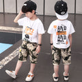 Boys' short-sleeve summer outfit set -  new collection - kids' & teens' camouflage two-piece set - street style, cool & trendy