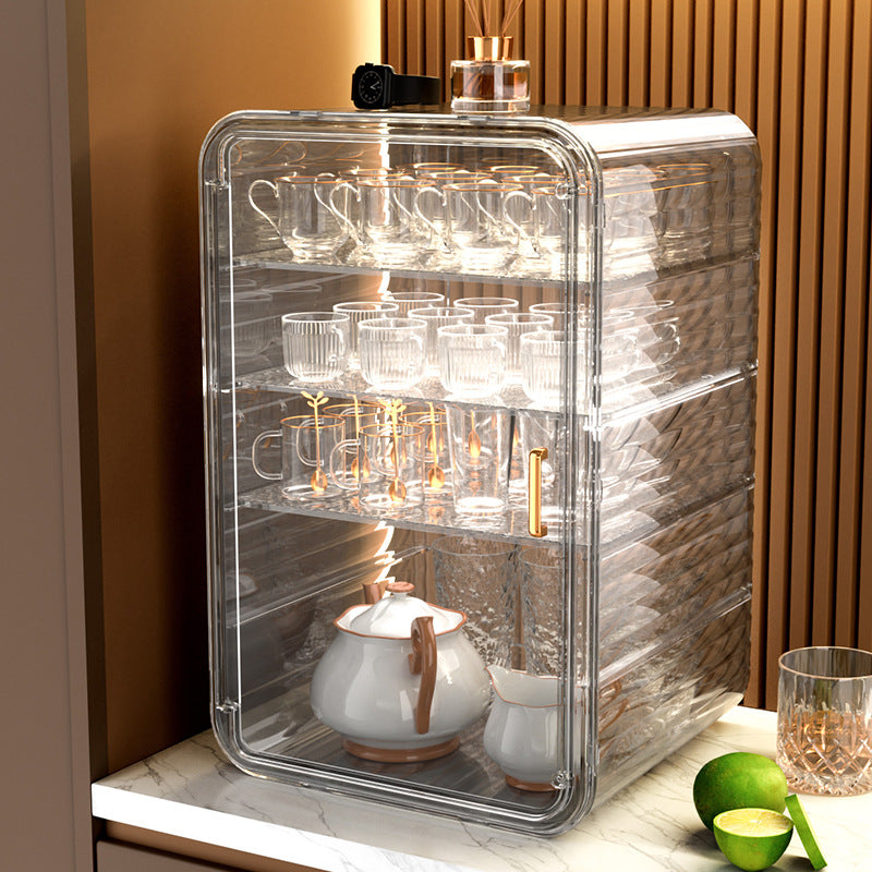 Shelf Transparent cup holder Multi-layer large-capacity cup dust-proof storage box Thickened multi-functional wine glass display box holder