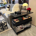 Vintage solid wood coffee table - high-end living room accent, perfect for small spaces - lift-top, mobile side table with sofa storage and shelves