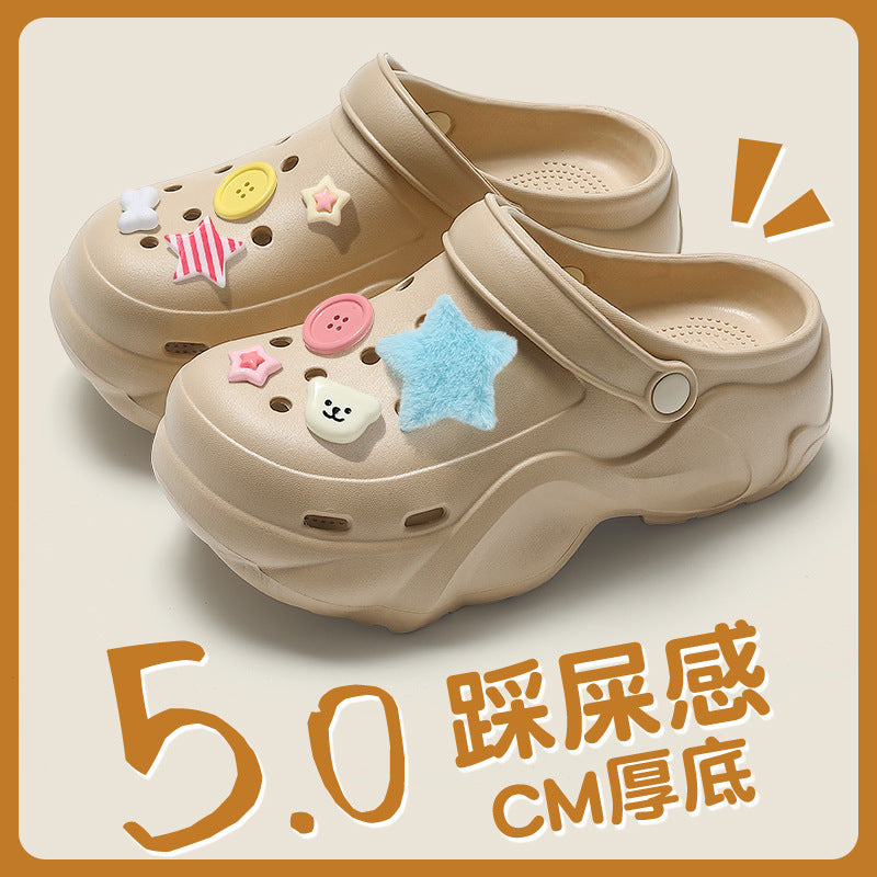 Women's clogs summer outdoor wear 2026 new eva beach seaside non-slip anti-odor thick sole height increasing sandals