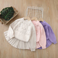 Kids' knit sweater dress set -  autumn new collection - handmade floral knit two-piece set - sweet girl's sweater outfit