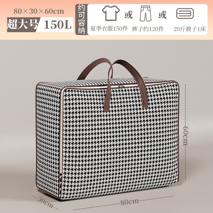 Portable reinforced thousand bird grid with transparent window storage bag, student dormitory sorting bag, duffel bag, moving bag