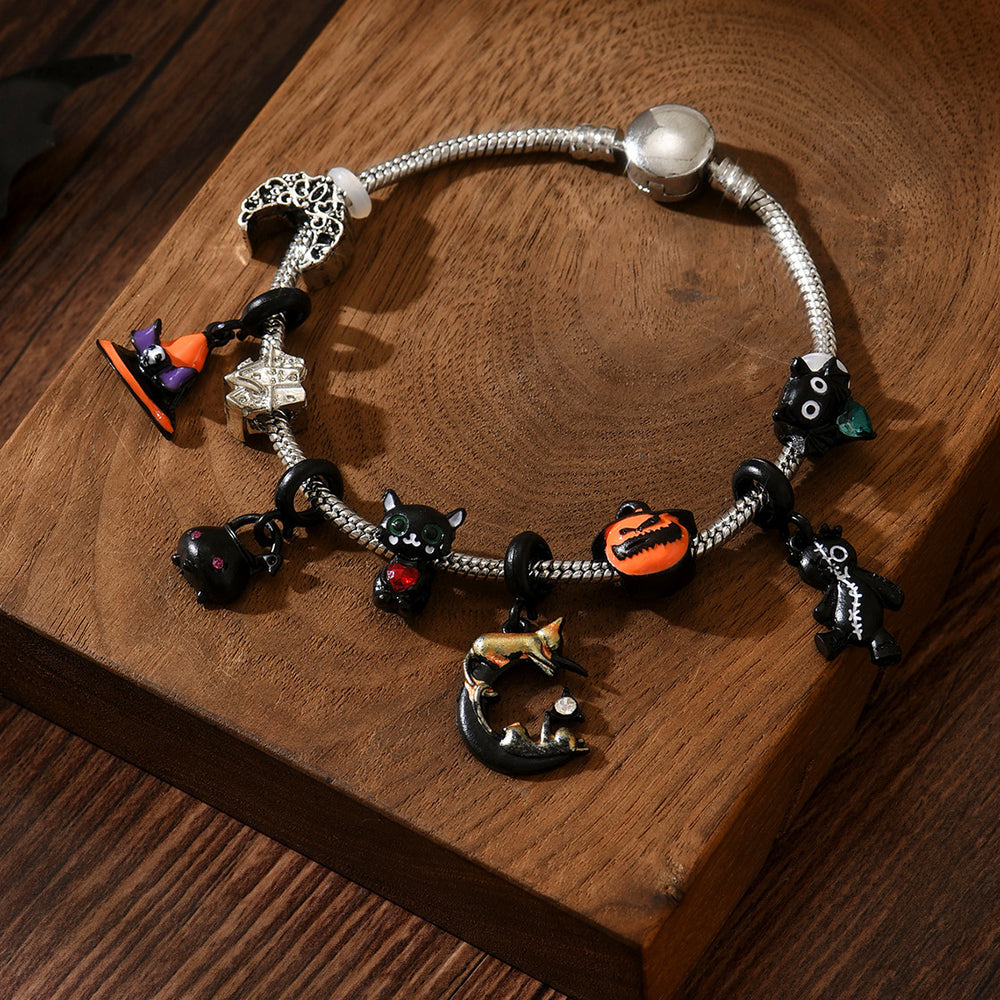 Halloween bracelet wholesale fashion cartoon skull pumpkin pendant bracelet hip hop punk style festival party jewelry