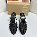 Za retro 2025 summer rhinestone sexy light luxury niche women's shoes outdoor gold high heel sandals