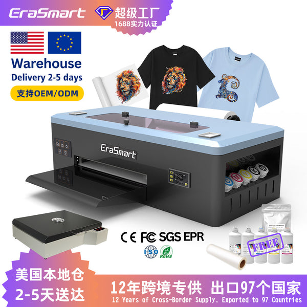 Erasmart Digital A3 Small Desktop Printer T-Shirt Clothing Sweater LogoDTF White Ink Heat Printing