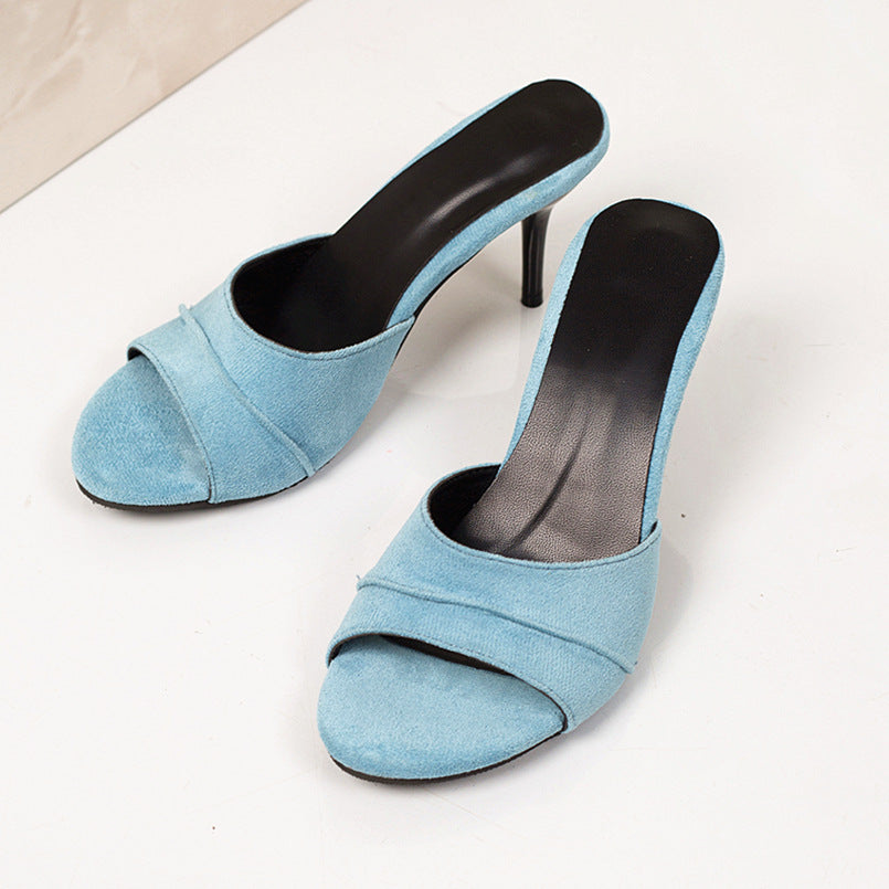 High-heeled slip-on sandals for women, 2026 summer new arrivalfashion fish mouth fashion stiletto outwear women's flip-flops