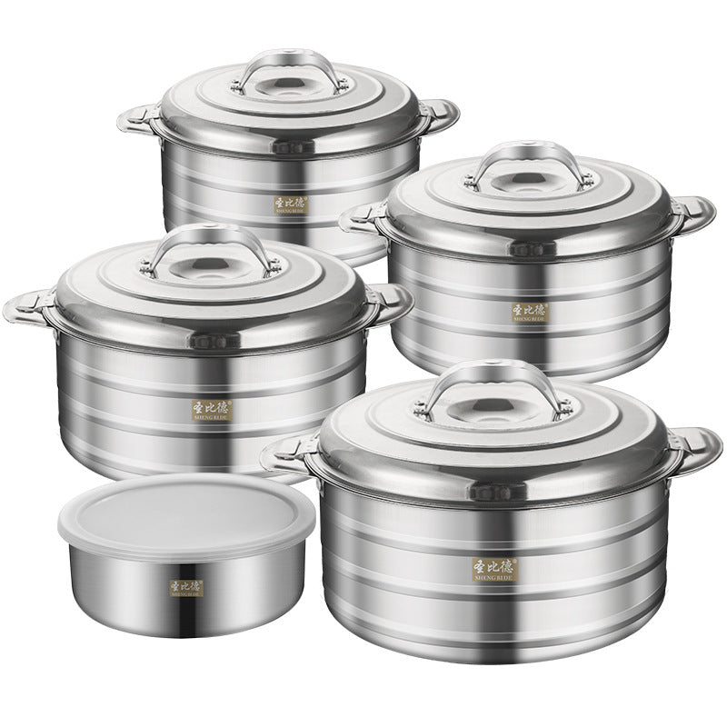 Cross-border African stainless steel fresh-keeping lunch box set, pot set,  10-piece pot set, double-layer foaming heat insulation pot