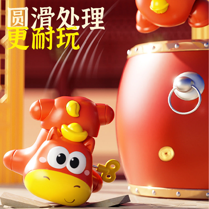 [customized] cartoon cute horse and lion awakening clockwork fun table decoration, durable horse year new year gift for kids toys