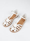 Women's flat fashion sandals - 2026 summer french retro woven hollow-out breathable closed-toe thong strap roman sandals
