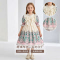 Girls' chiffon printed custom pattern dress - stylish, trendy bubble sleeve - cross-border wholesale children's clothing